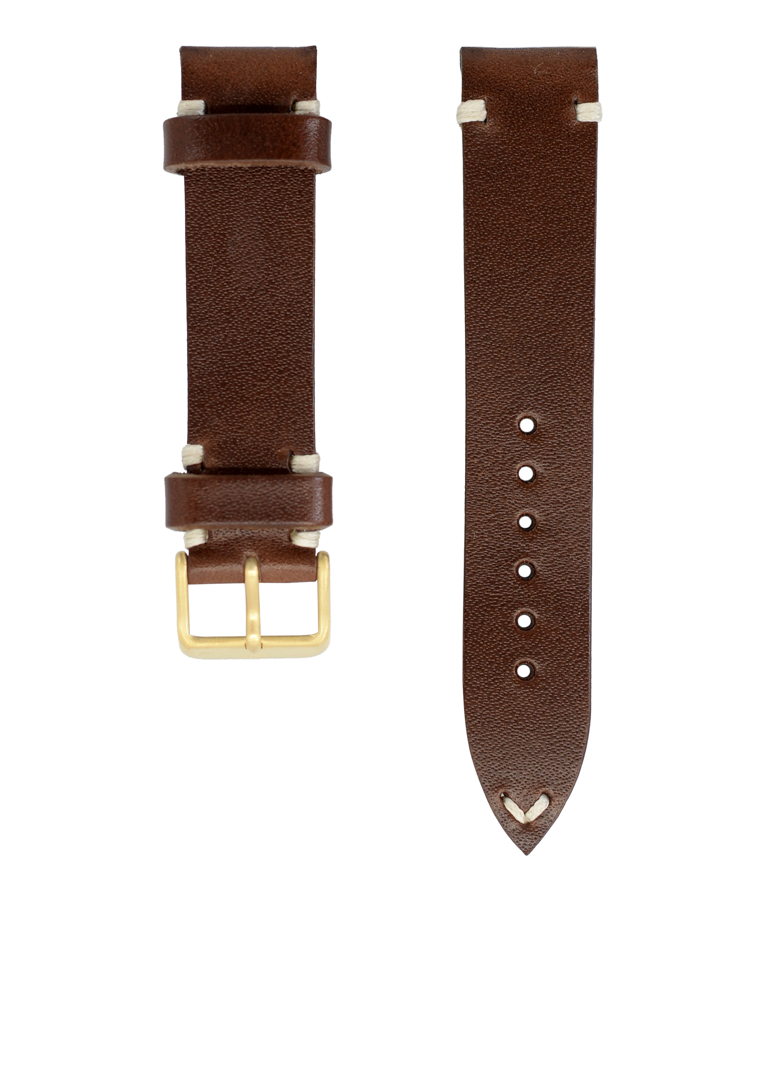Brown Leather Vintage Watch  Band 20mm Boucle Bronze