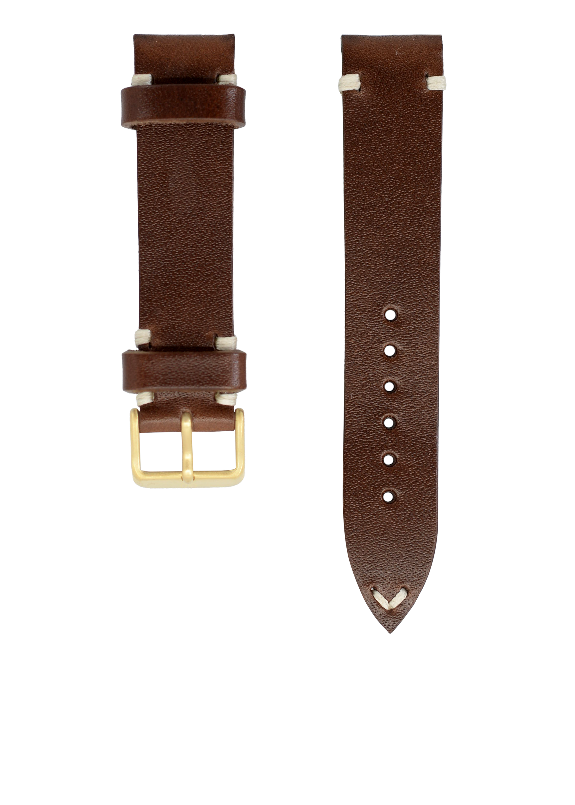 Brown Leather Vintage Watch  Band 20mm Boucle Bronze