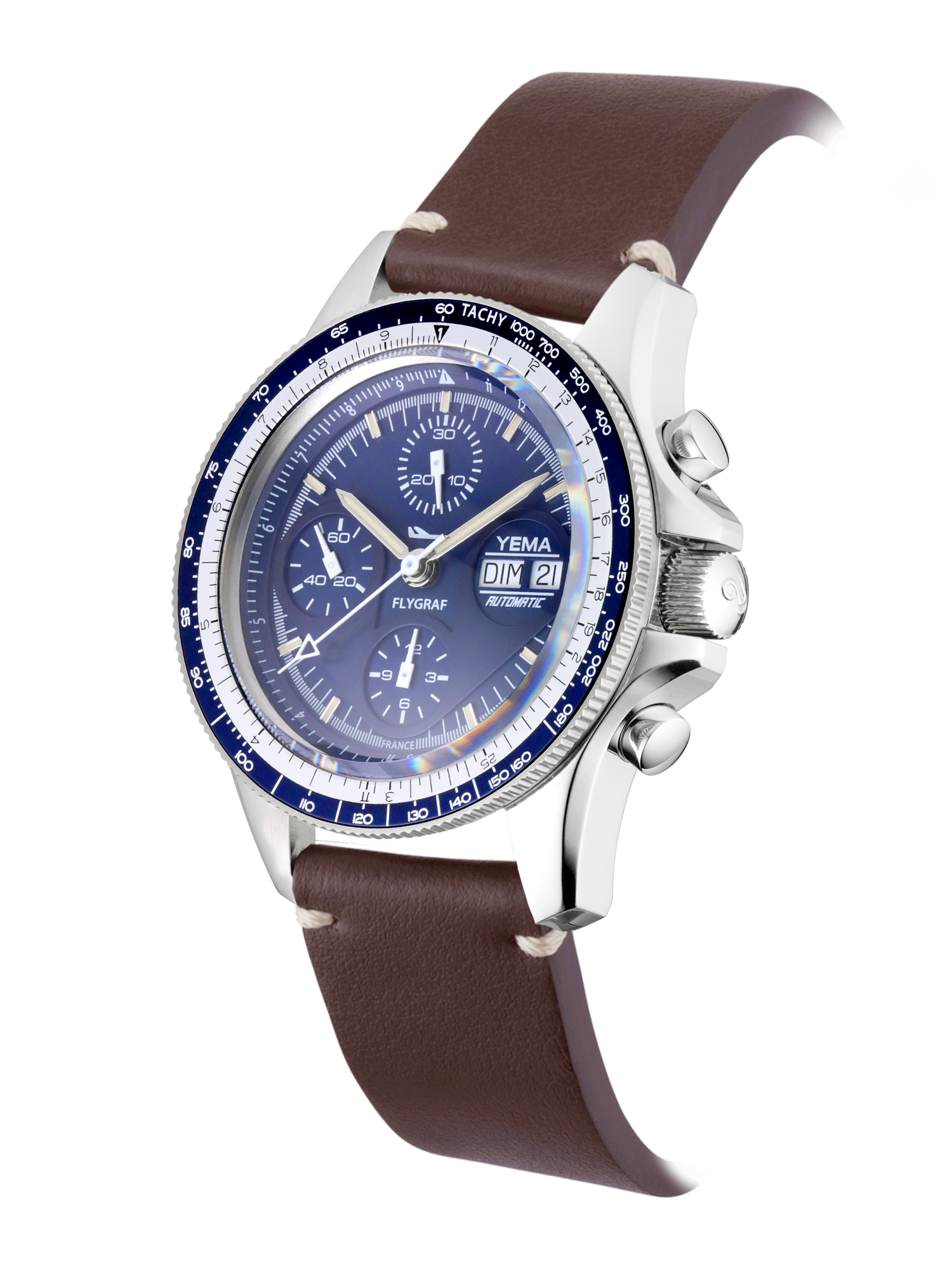 YEMA Brown Leather Watch Band 20mm with your YEMA Flygraf Navigator (worth 69€)